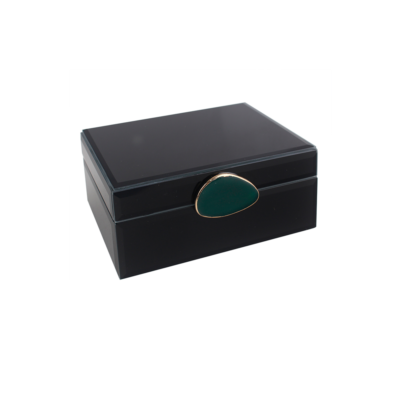 Porta Joia Margot Black Glass Pedra Verde